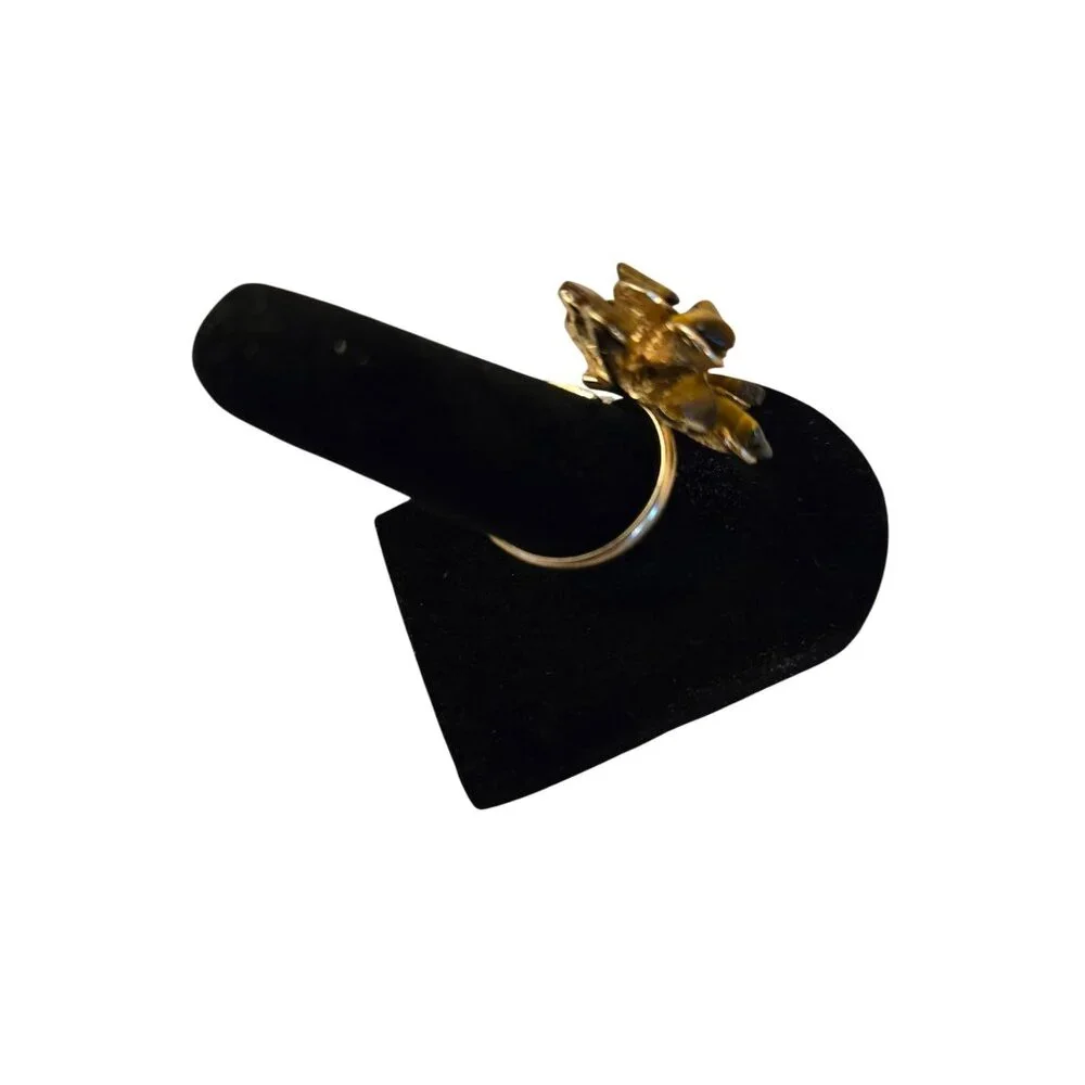 Tigers‎ Eye Gemstone Cluster Ring Cocktail Statement